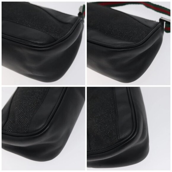 GUCCI Web Sherry Line Accessory Pouch Canvas Red Black 92820 Auth BA3614 - Picture 14 of 16